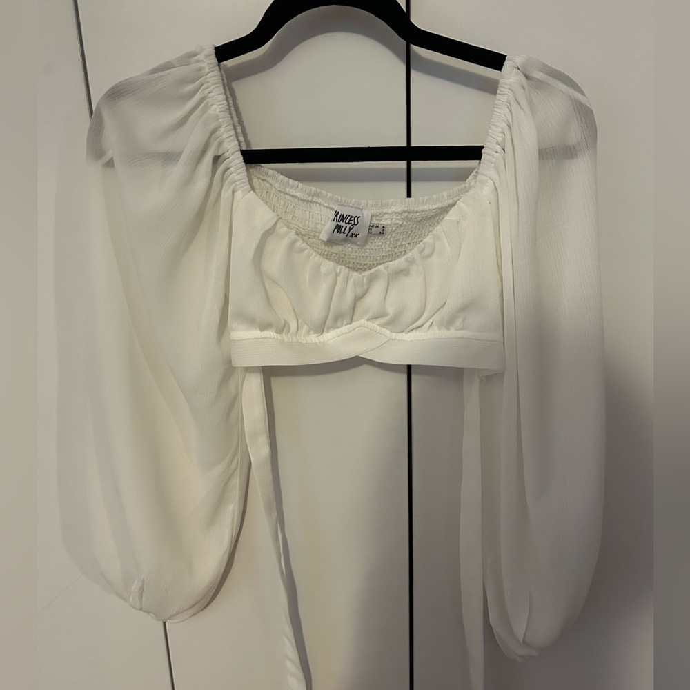 Princess Polly White Long Sleeve Crop Top